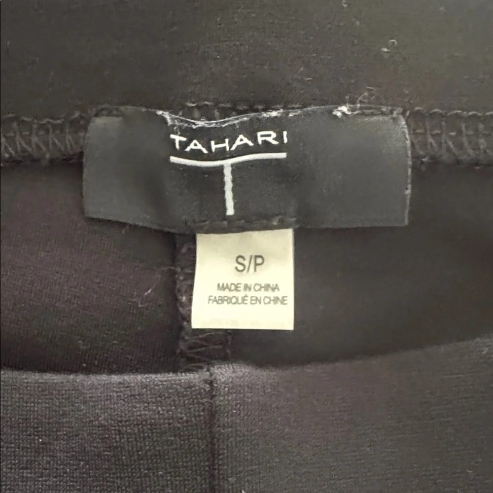 TAHARI Straight Ankle Leg Pull On Knit Pants S Small Black Ponte EUC $75 - Picture 8 of 12